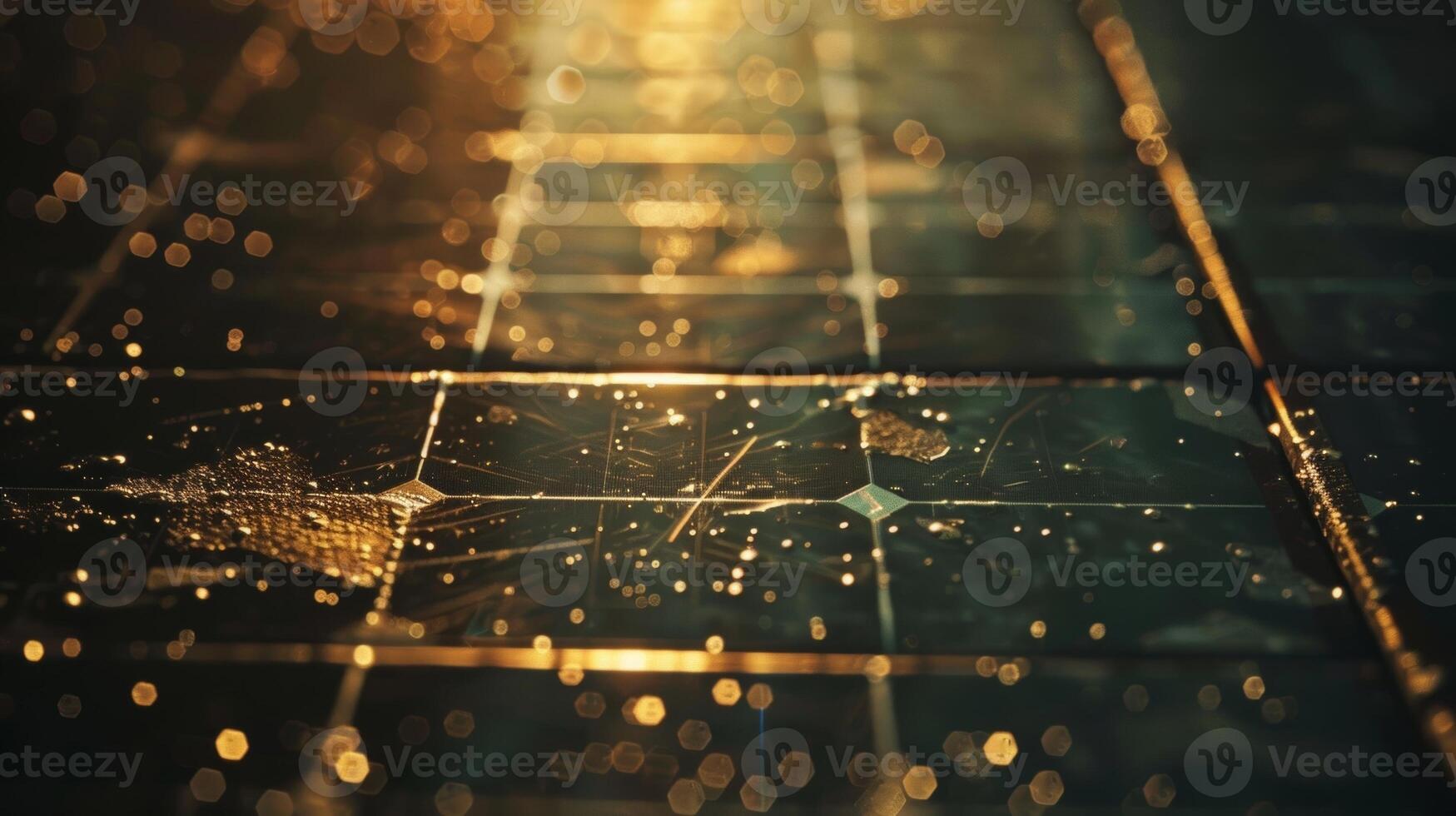 A closeup of the solar panels on the roof of a research station glistening in the sunlight photo