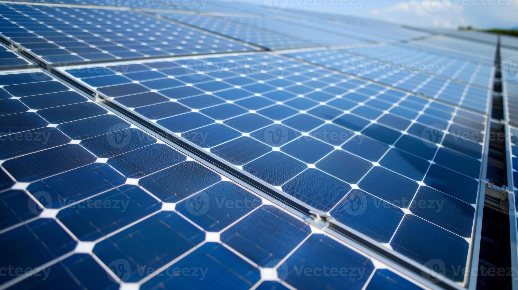 A commercial buildings rooftop transformed into a renewable energy source with neat rows of solar panels mounted on top photo