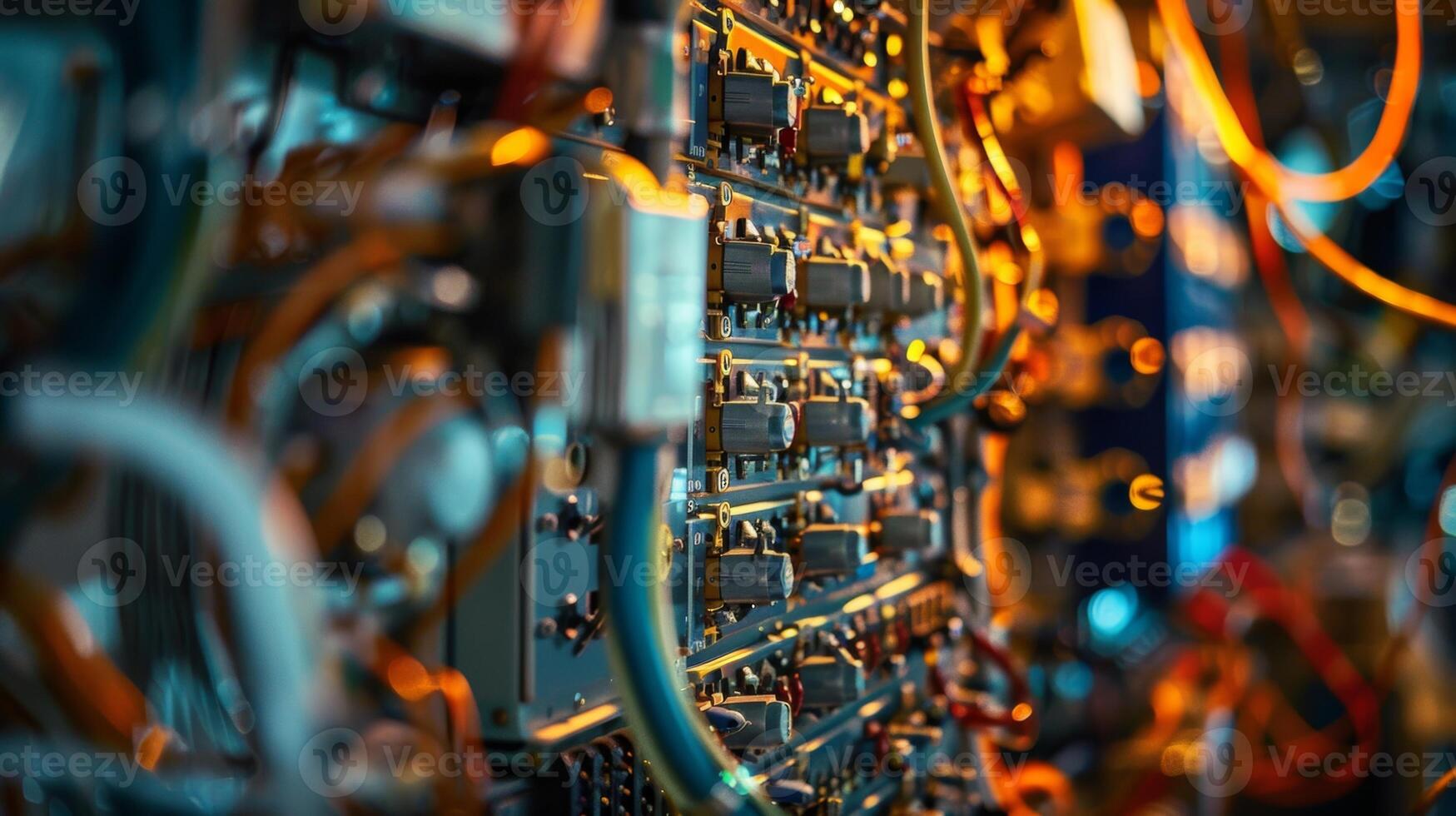 A shot of the intricate wiring and circuitry inside the plane connecting the solar panels to the aircrafts propulsion system photo