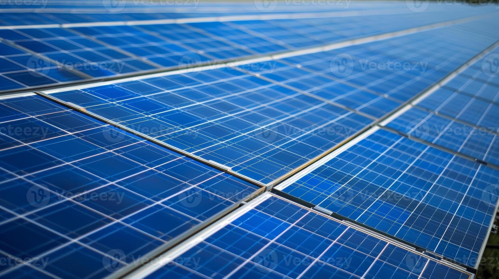The orderly rows of solar panels create a striking contrast against the natural beauty of the surrounding environment photo