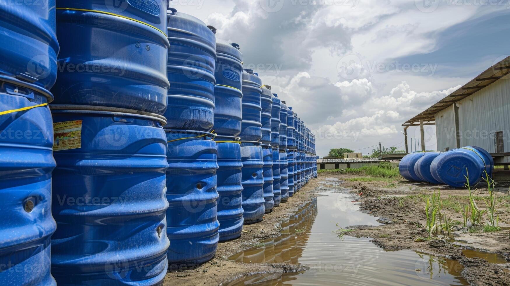 The plants storage tanks filled to the brim with fresh water ready to be transported to areas in need photo