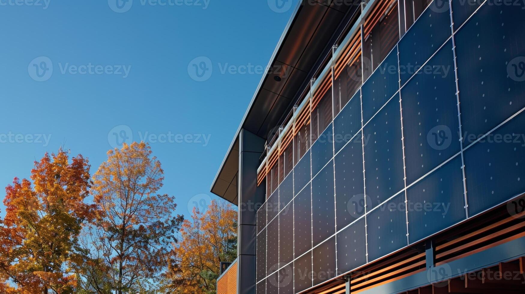 The solar array on the building is a testament to its commitment to sustainable energy sources photo