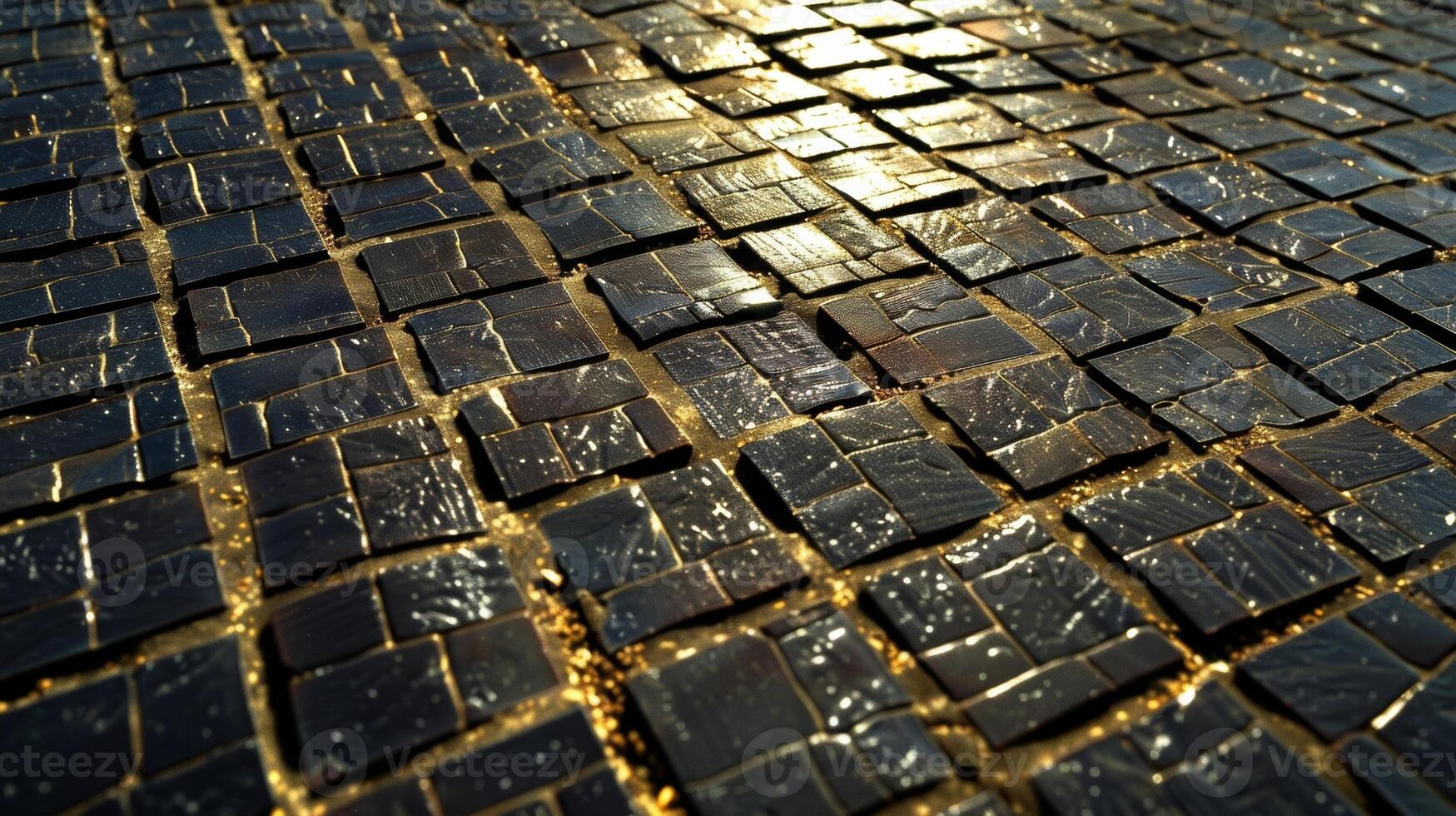 A patchwork of solar panels covers the ground absorbing the suns rays and converting them into renewable energy photo