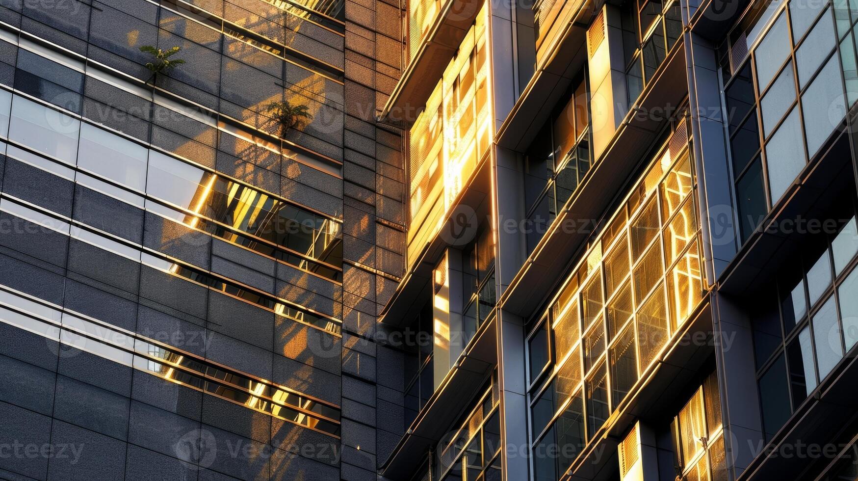 A closeup of a solar panel installation on the side of a government building capturing the intricate details and technology behind it photo