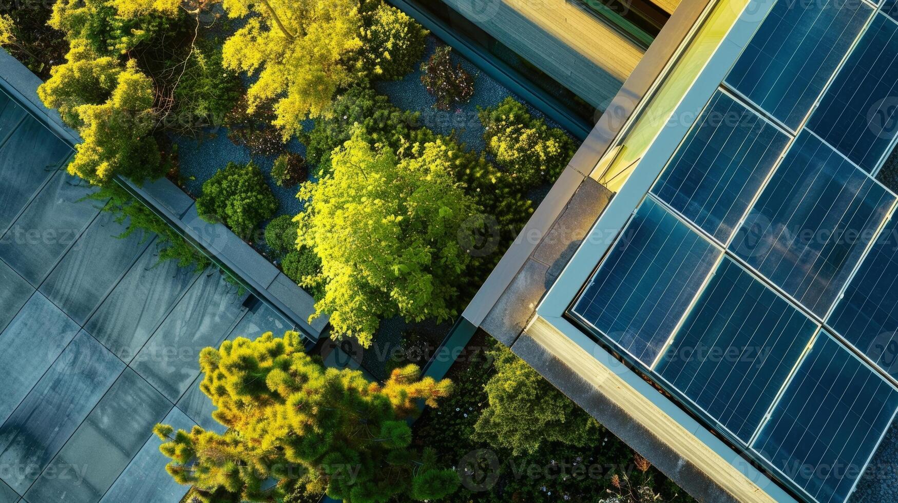 The concept of sustainability comes to life in the form of a solar array on a commercial building showcasing the power of green technology photo