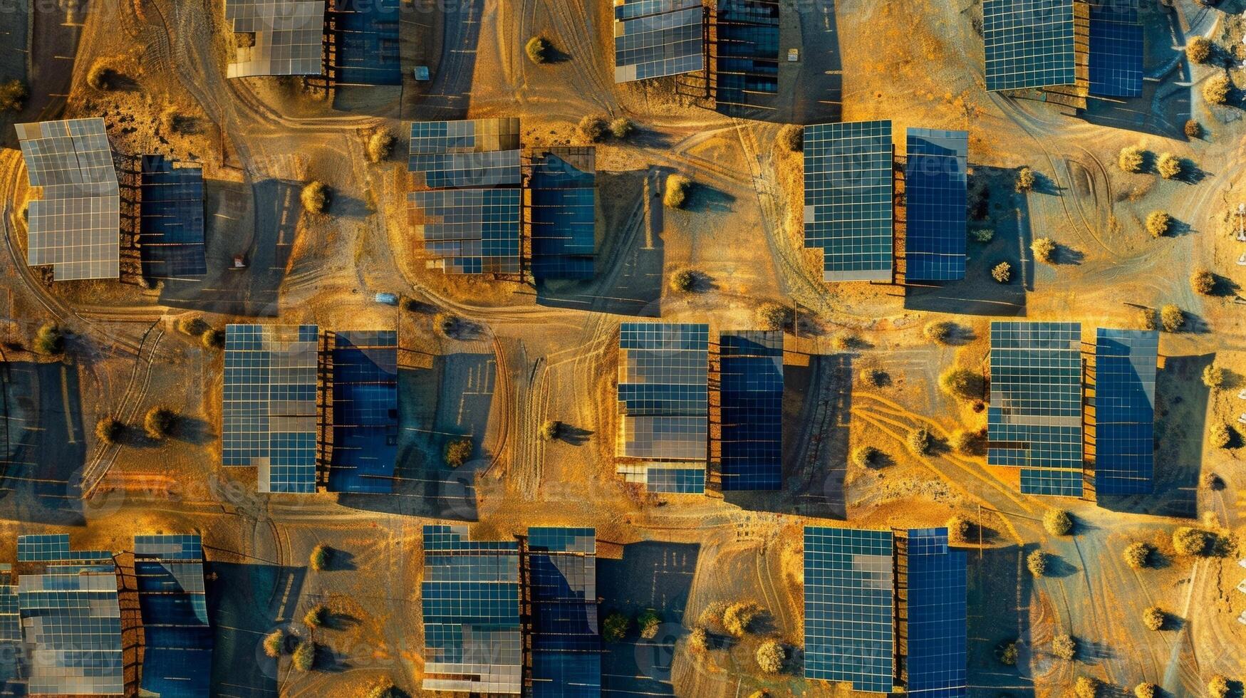 A birds eye view reveals the intricate patterns of the solar panel array each panel playing a crucial role in collecting solar energy photo