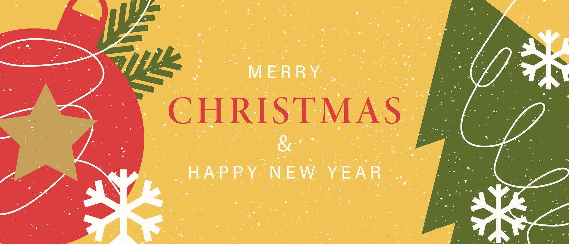 Banner or card with Christmas and New Year. vector