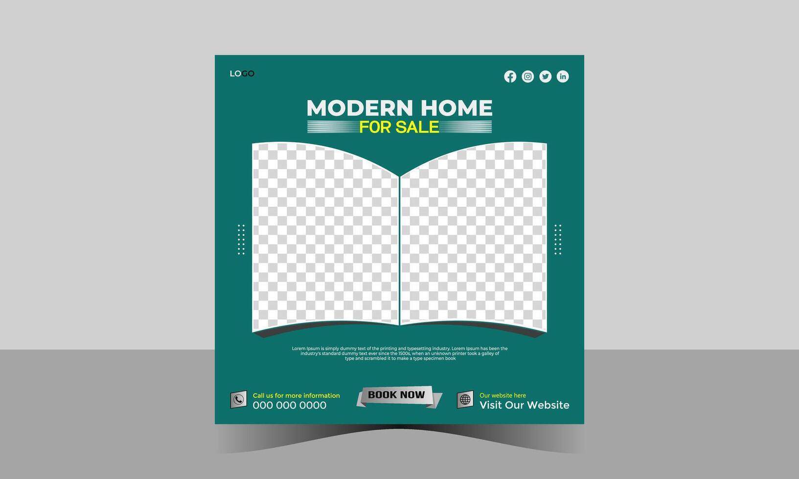 Modern Home For Sale, Social Media Post Design vector