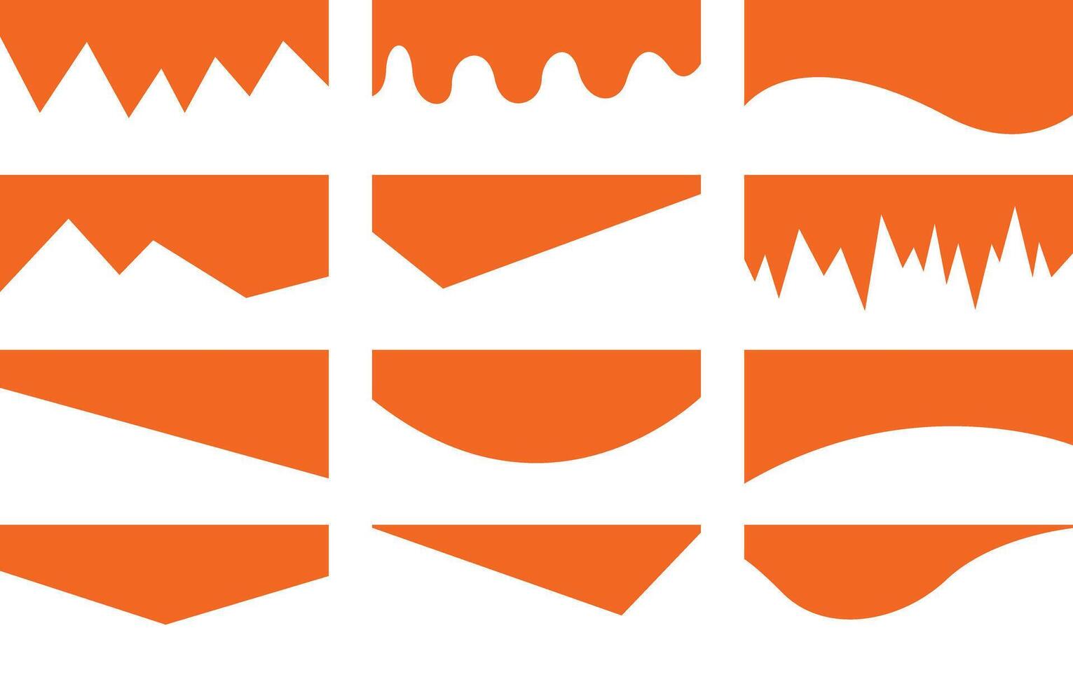 Set of separators shapes for website. Curve Lines, Drops, Wave and triangular dividers for Top or Bottom Page. Frame of header vector