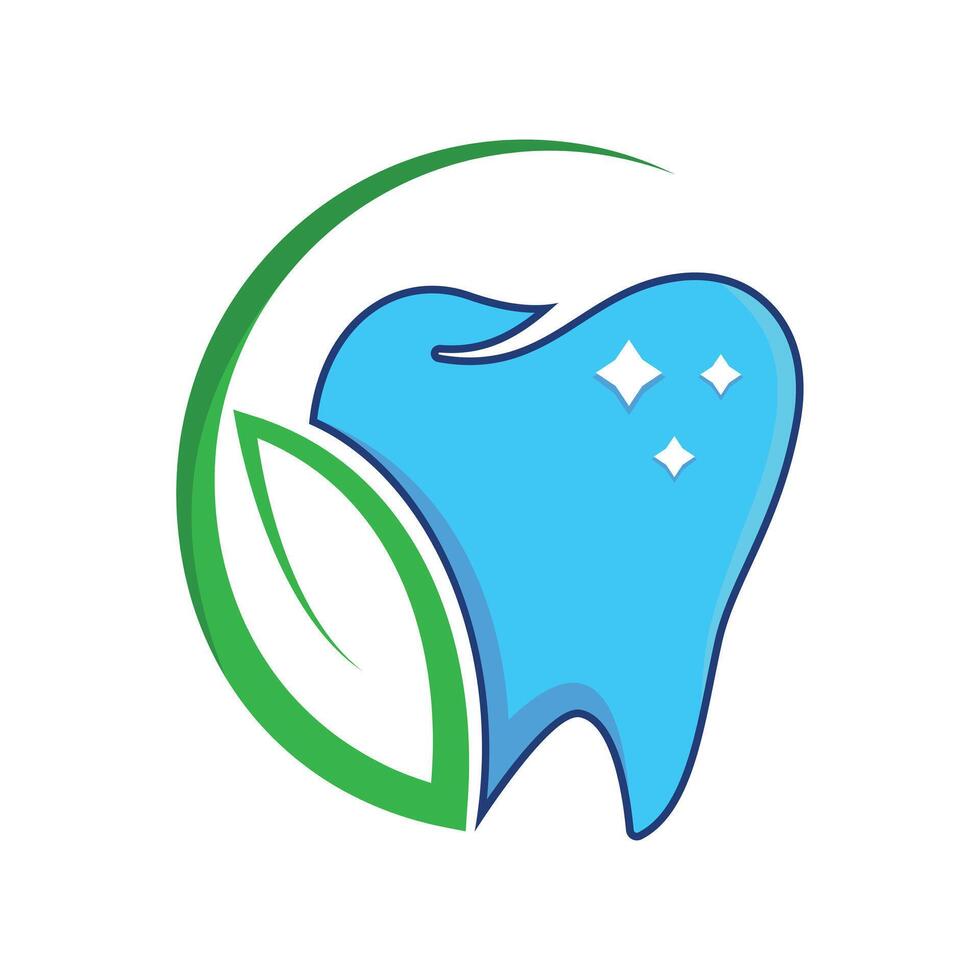 Green Fresh Tooth Dental Leaf Logo design. vector