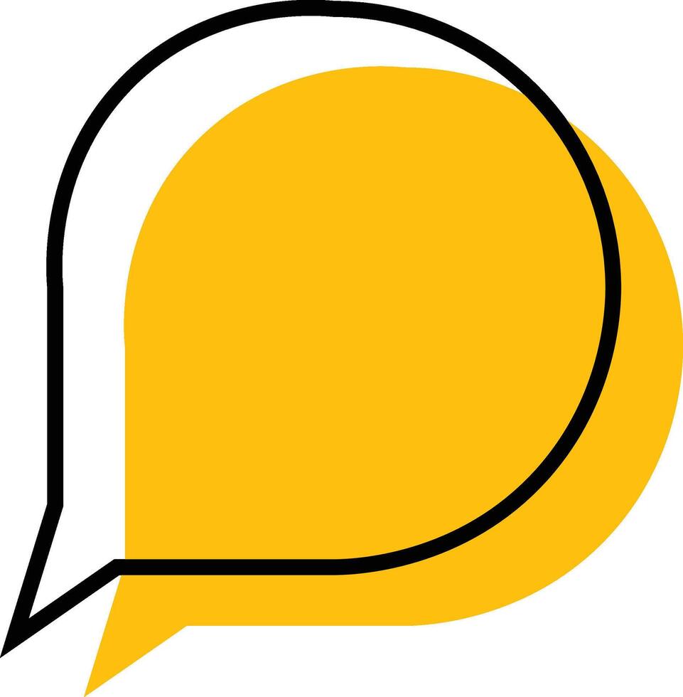Simple Yellow Filled Speech Bubble with Black Outline vector