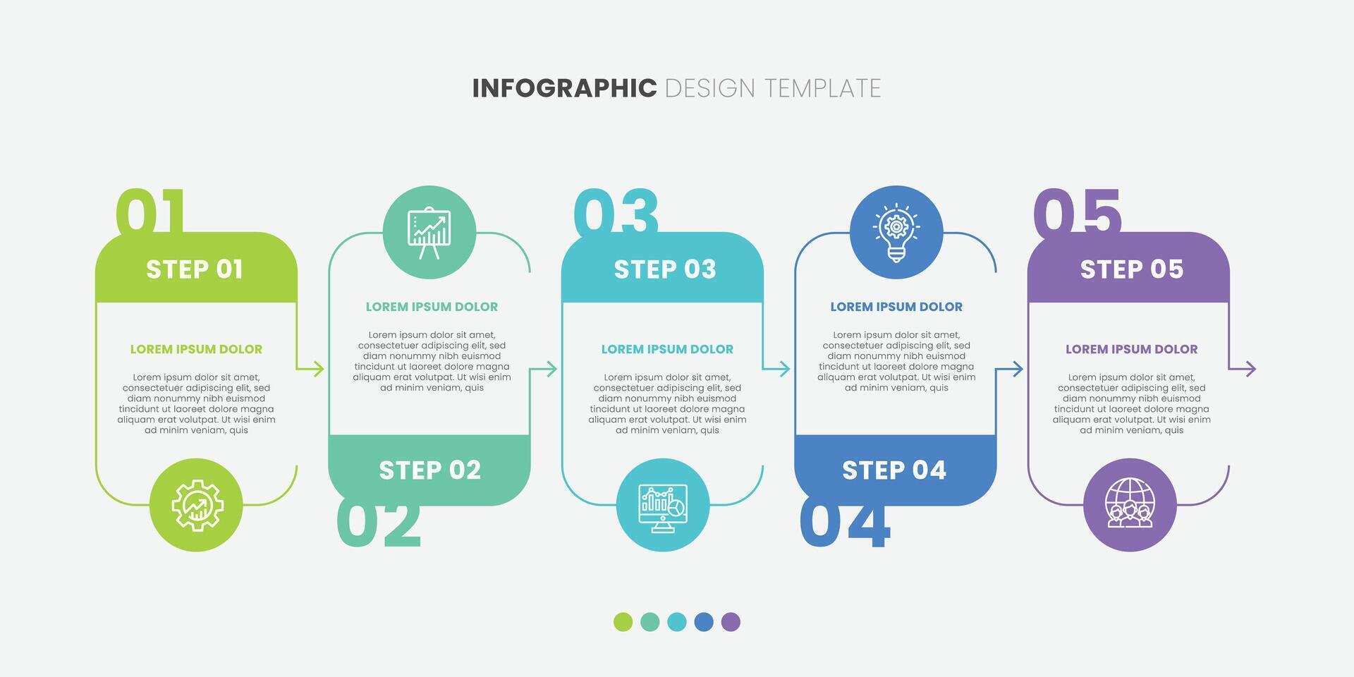 Business infographic thin line process with square template design with icons and 5 options or steps vector