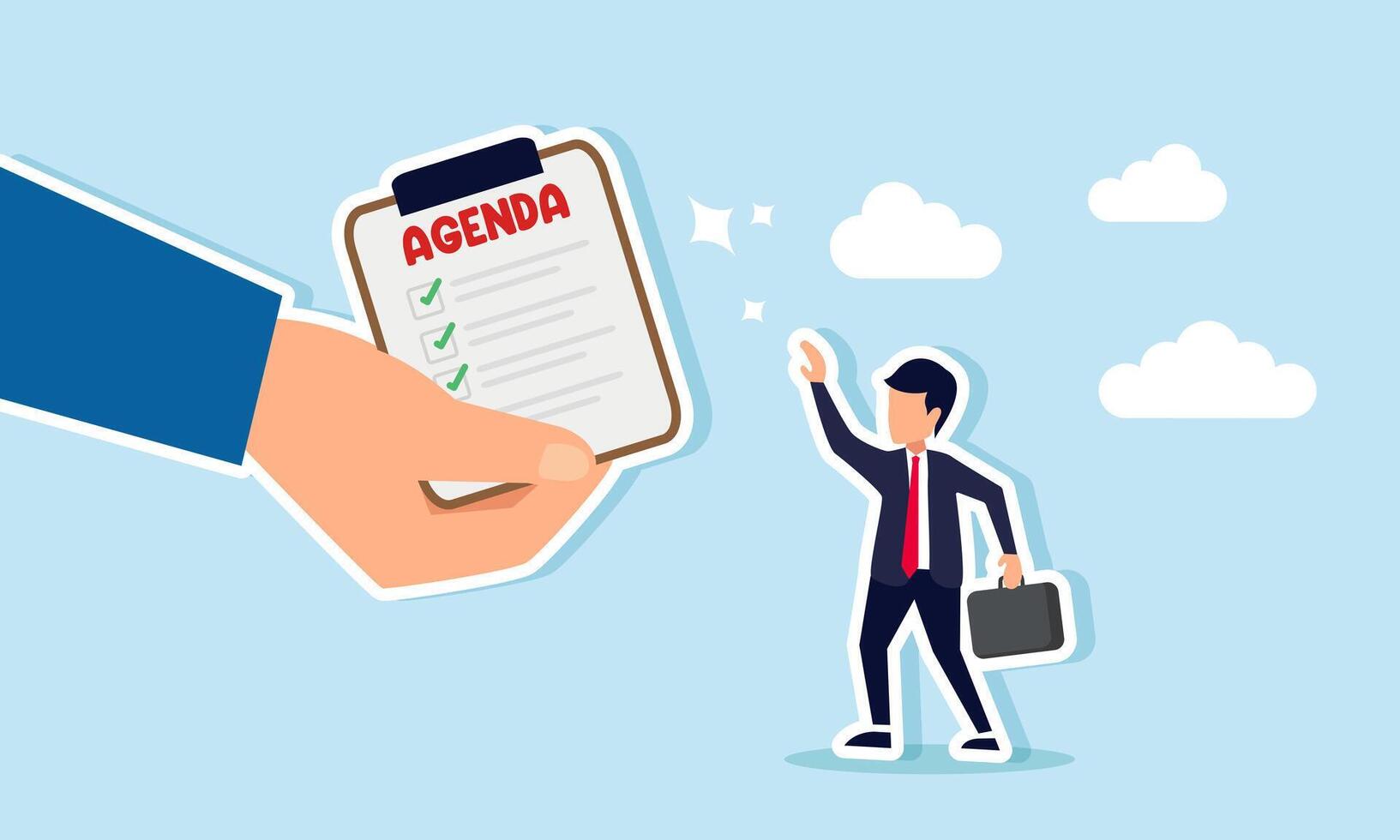 A businessman assigned tasks by his personal assistant, Illustration concept of Structured tasks, efficiency, and effectiveness in work vector
