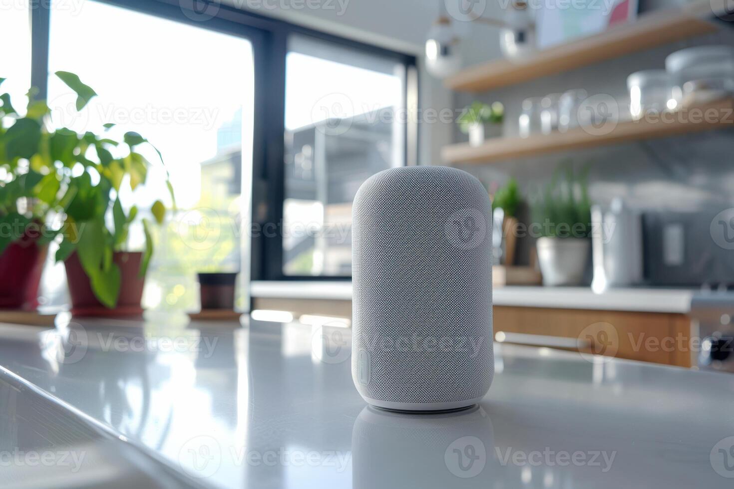 Smart Speaker Close Up Capturing Music Playback photo