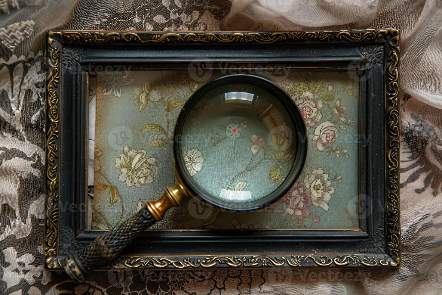 Close Up of a Magnifying Glass with Black Frame photo