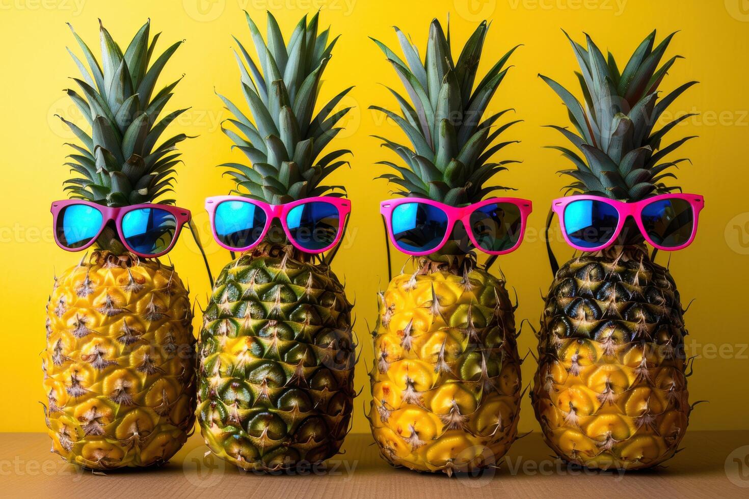 Funny Attractive Pineapples in Stylish Sunglasses photo