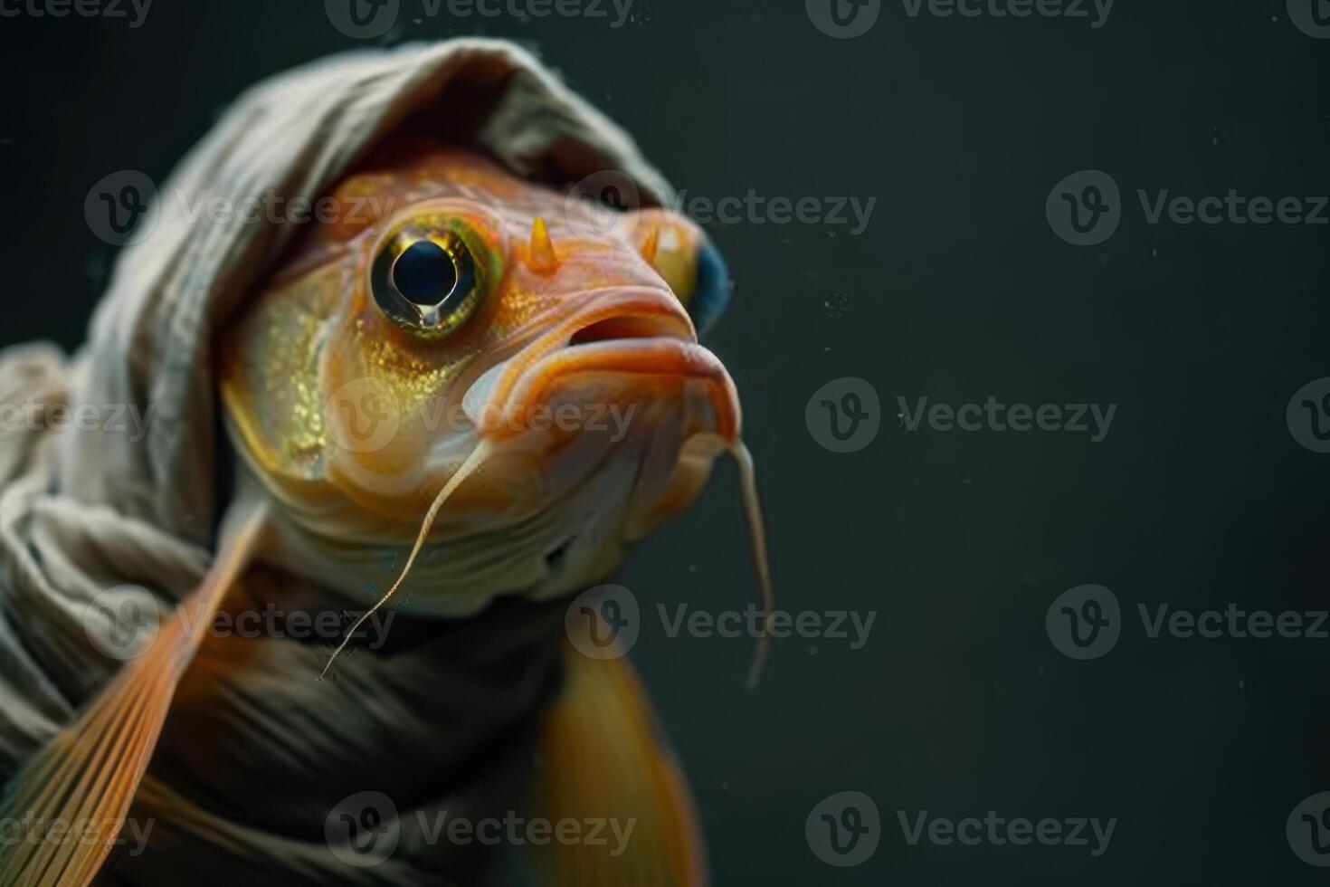 Portrait of a Fish Dressed in Creative Costume photo