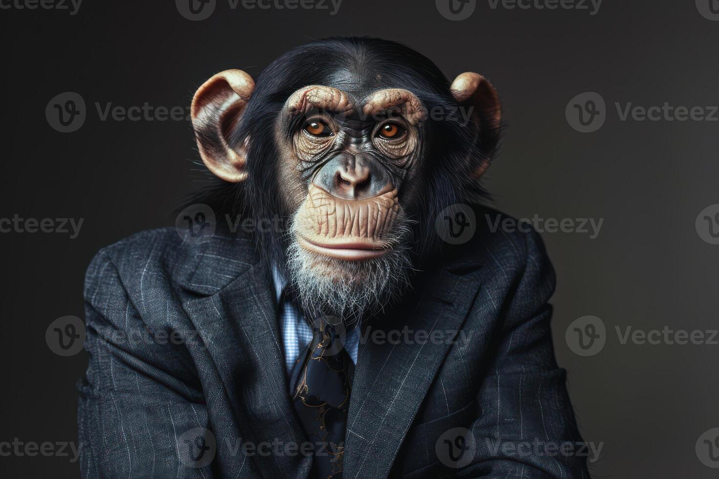 Monkey Posing in Business Clothes in Studio photo