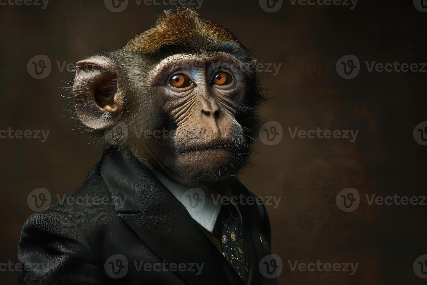Monkey Posing in Business Clothes in Studio photo
