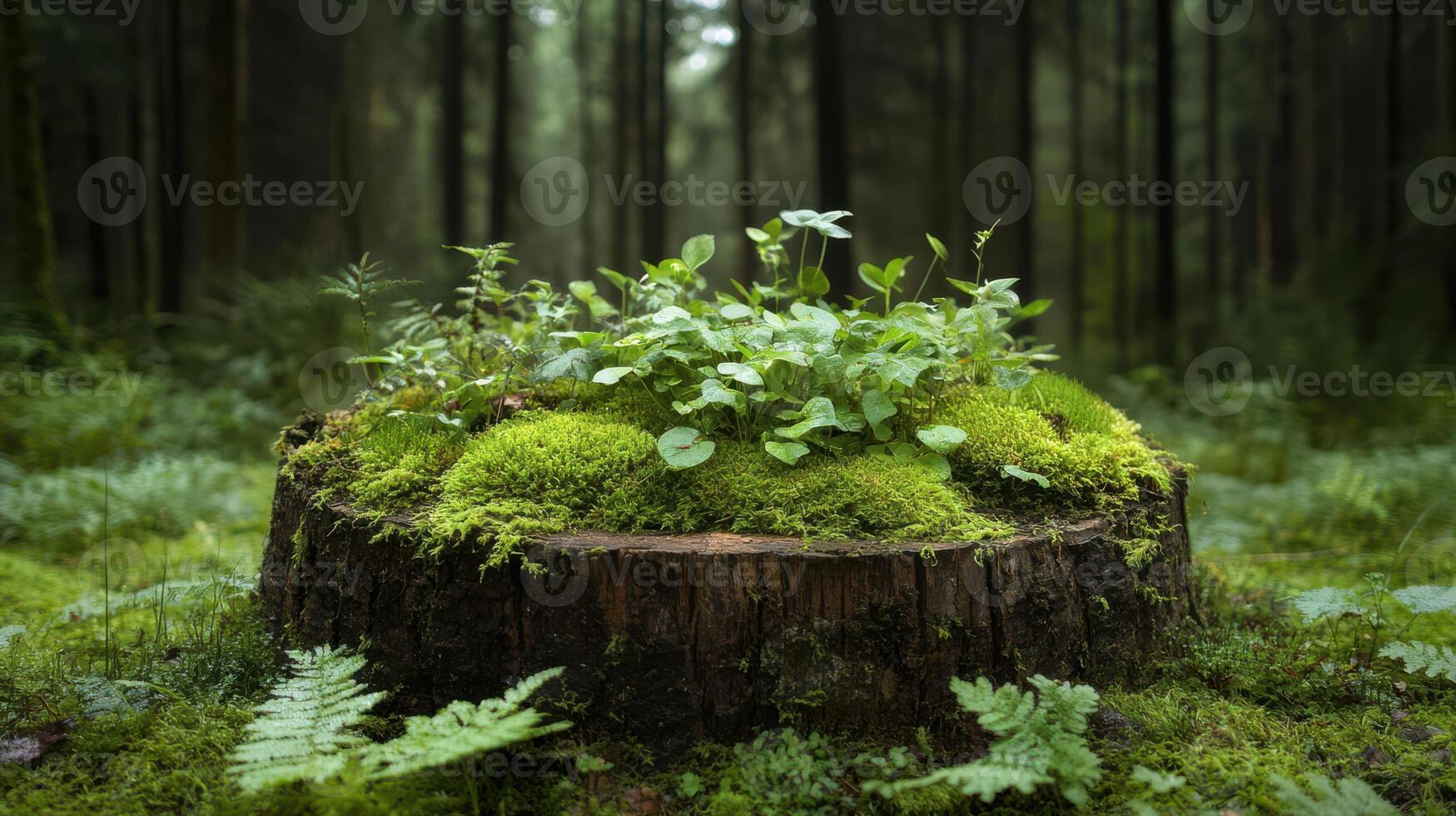 Vibrant Green Plants Thriving on a Mossy Surface photo