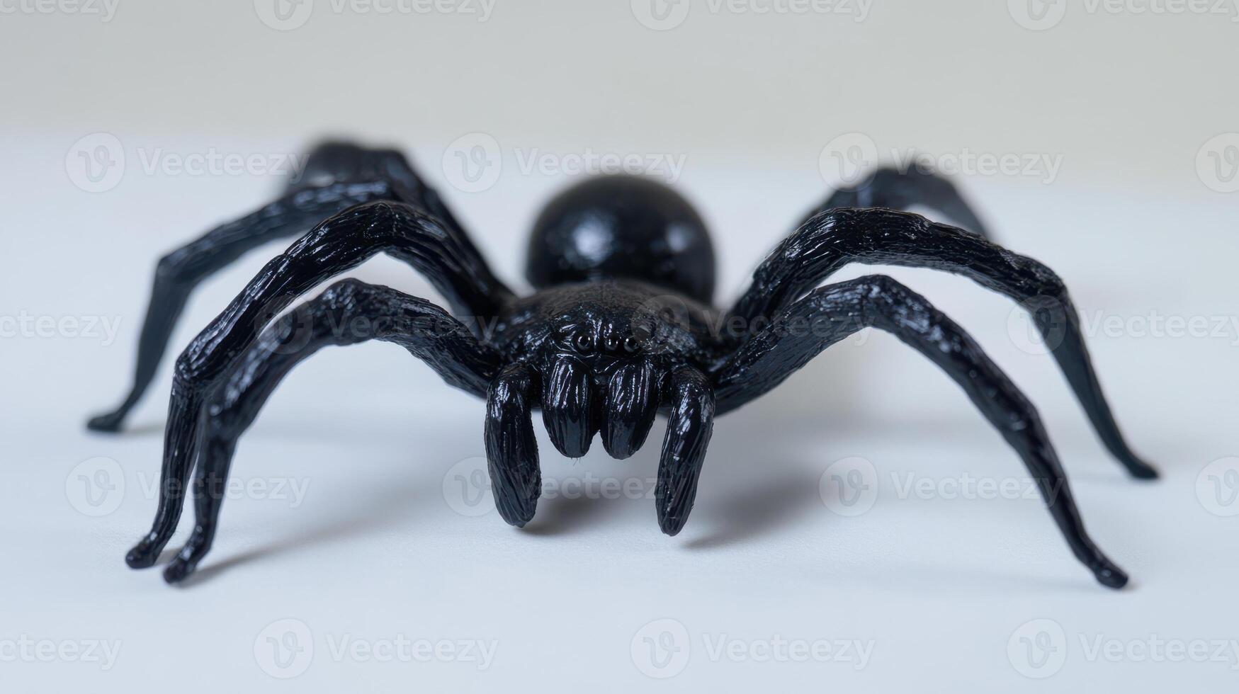 Small black rubber spider, perfect for Halloween decorations or playthings. photo