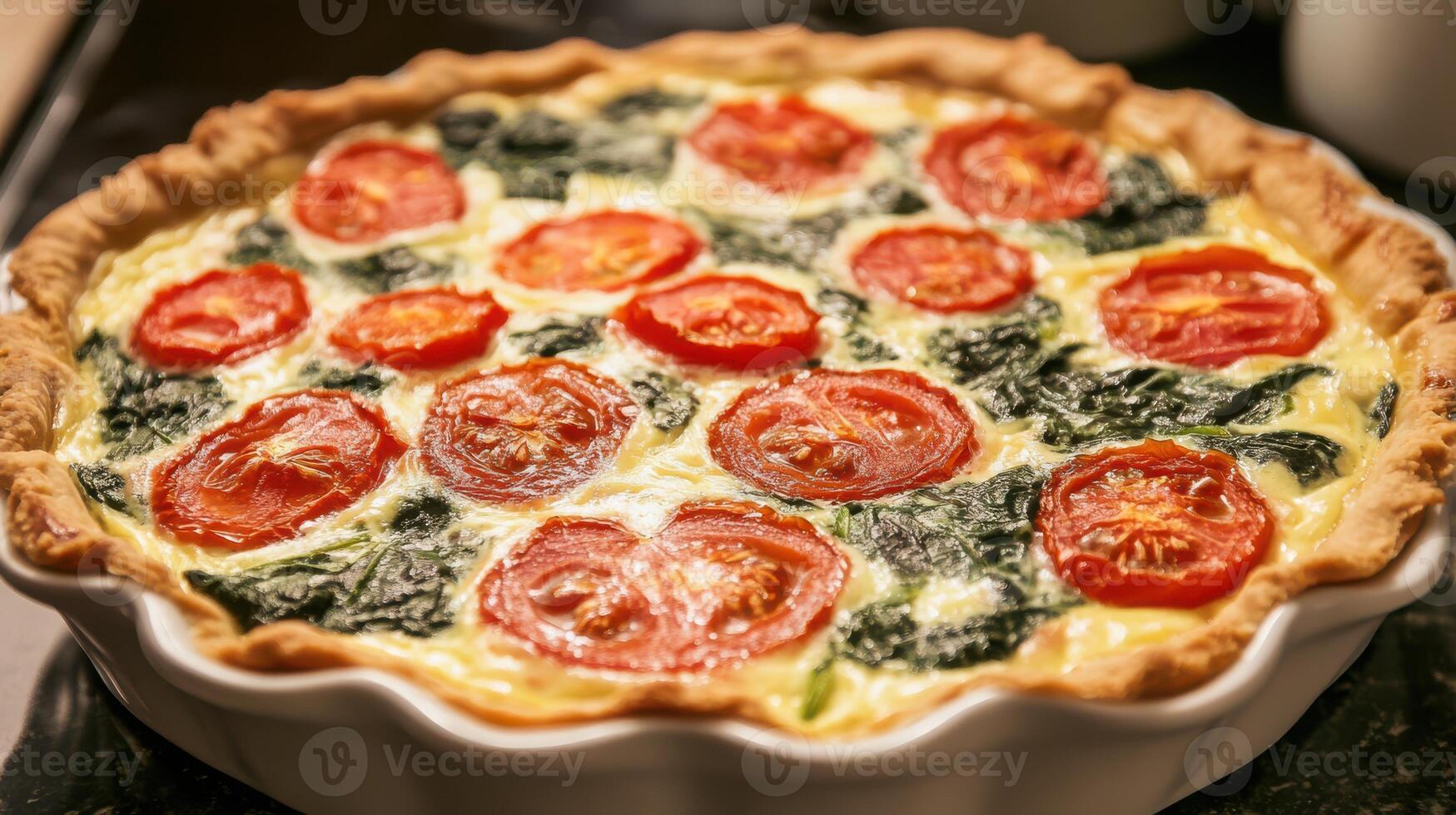 Savory Quiche with Spinach and Tomatoes photo