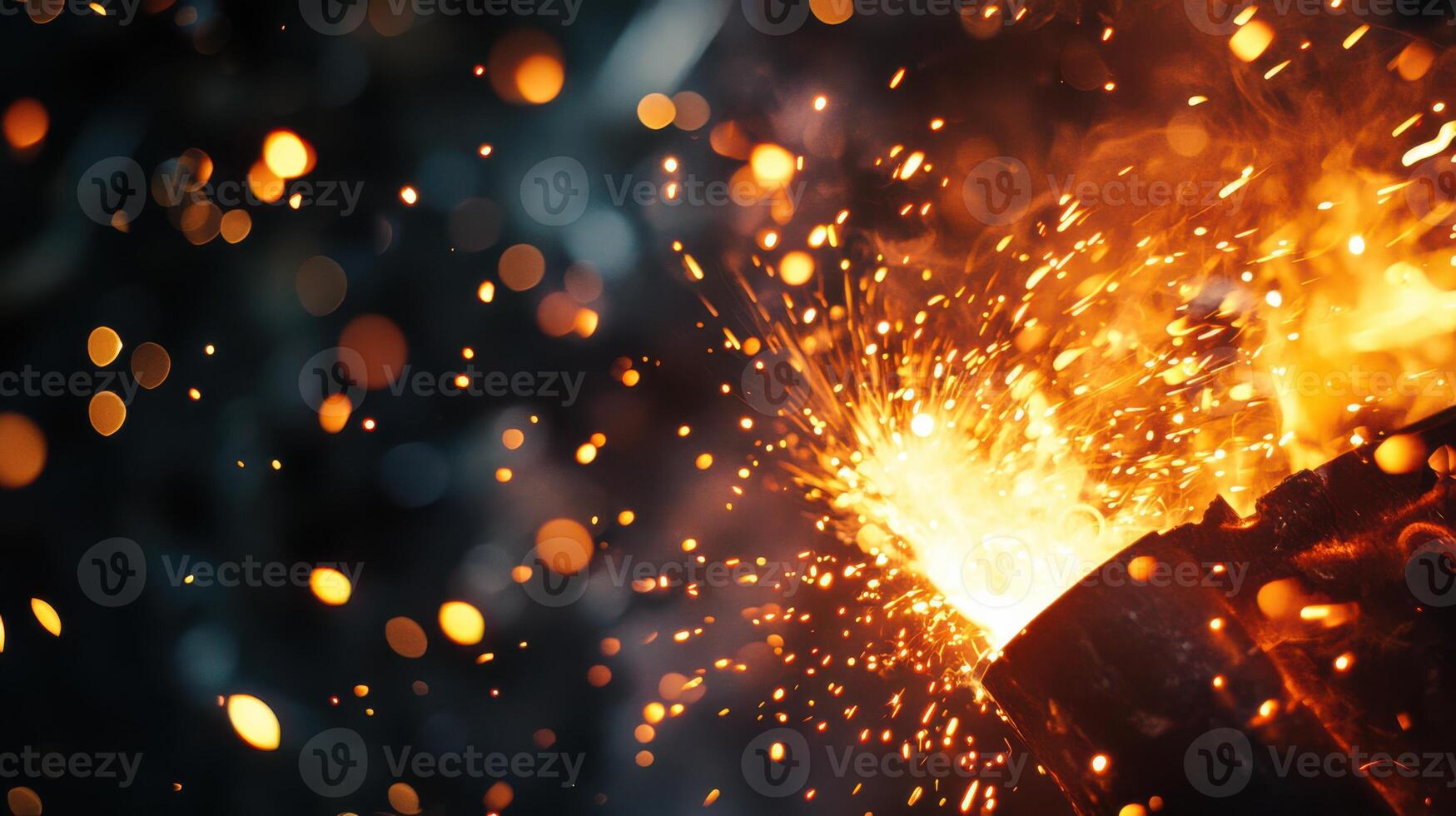 Sparks and fire from a welding process. photo