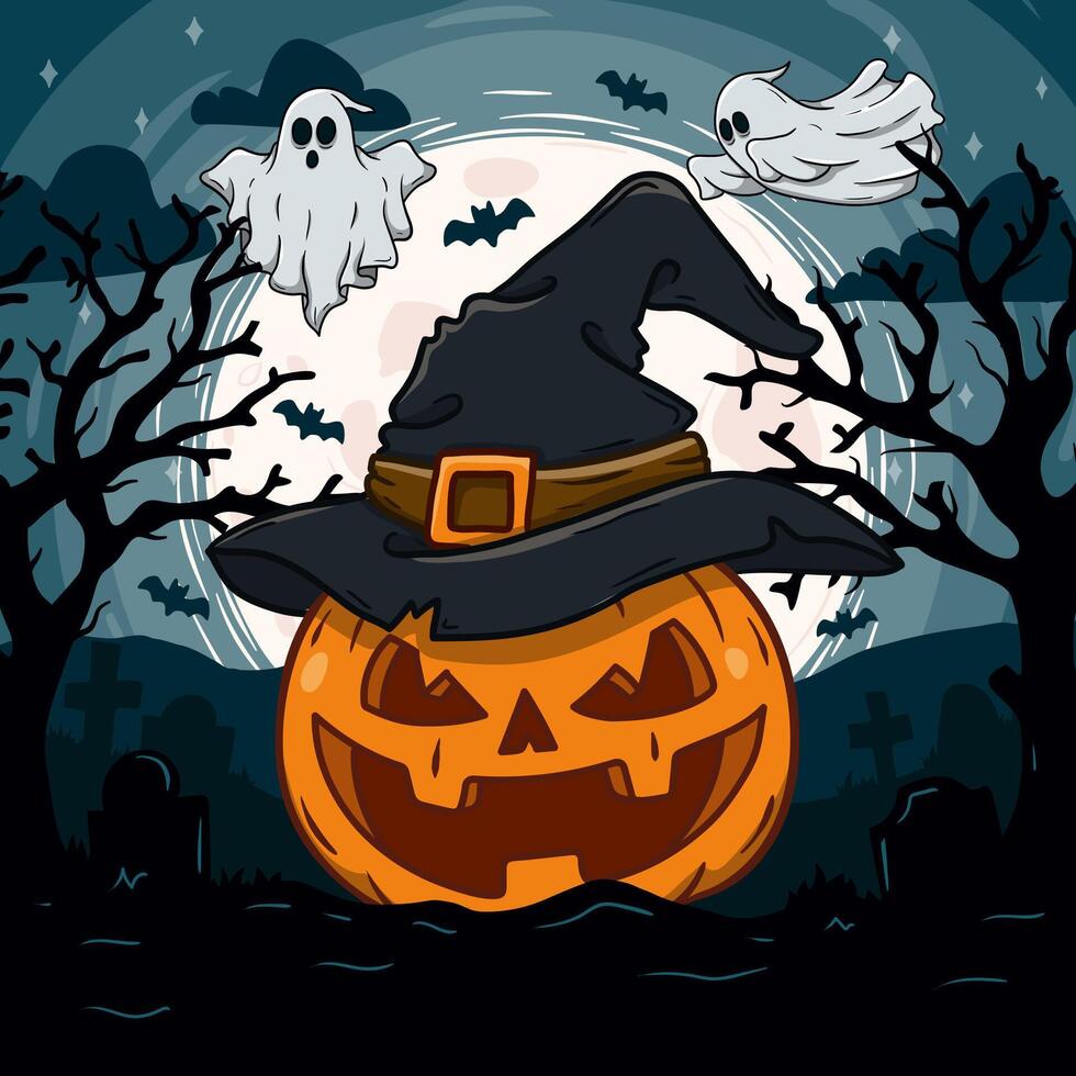 Halloween background with Spooky Halloween Elements. vector