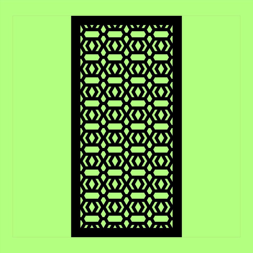One pattern templates with modern abstract geometric panels. Template for cnc cutting of metal and wood. soft green background. vector