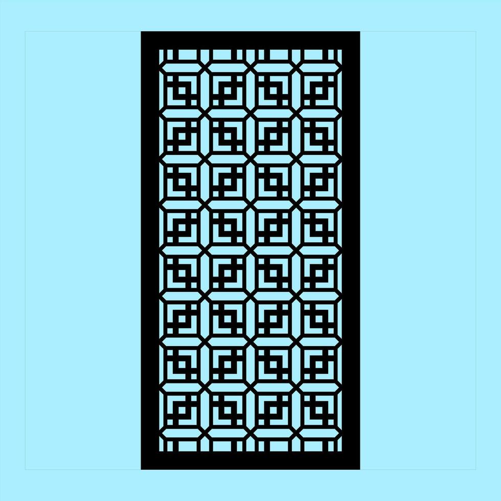 One pattern templates with modern abstract geometric panels. Template for cnc cutting of metal and wood. blue background. vector