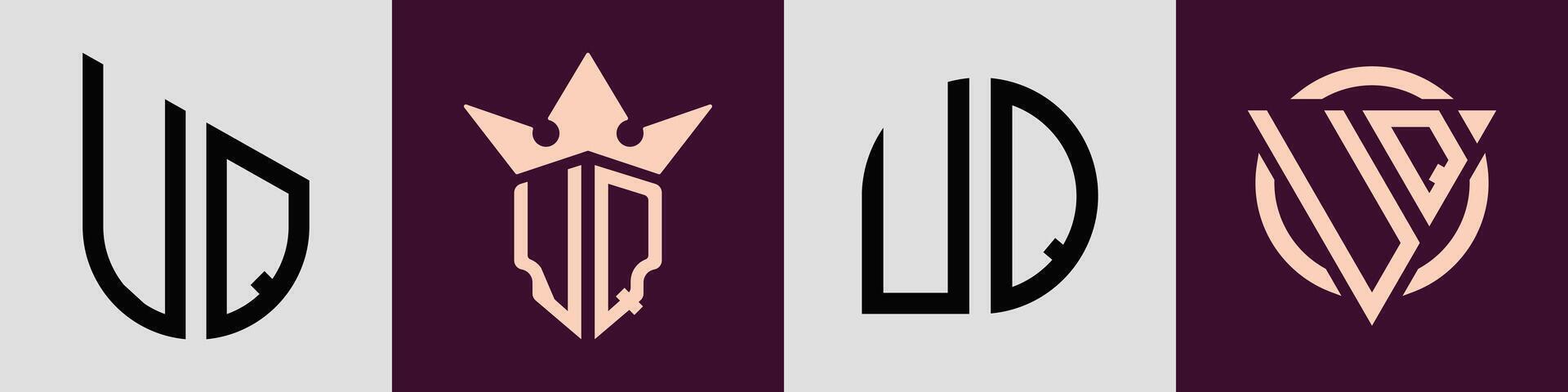Creative simple Initial Letters UQ Logo Designs Bundle. vector