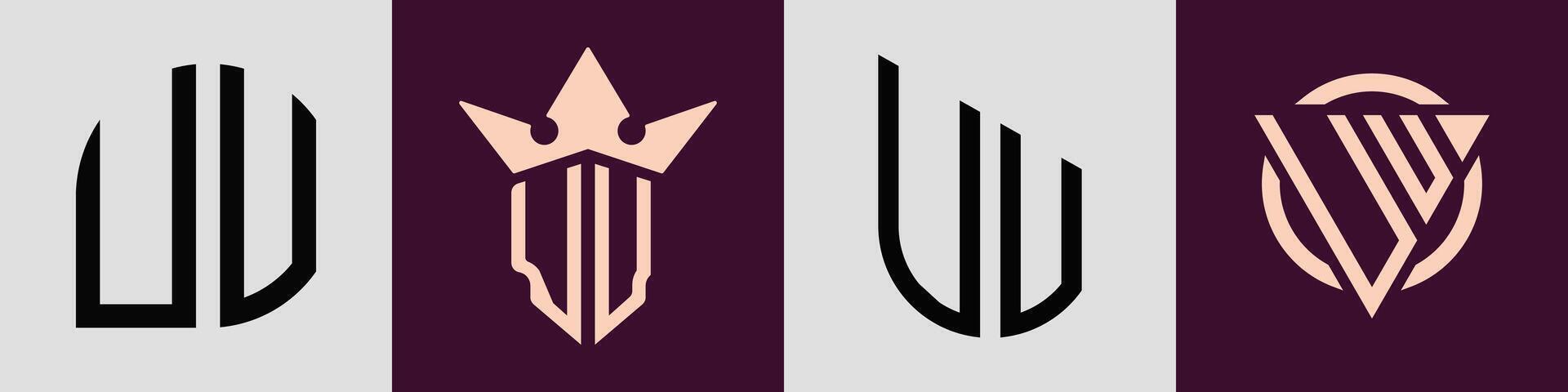 Creative simple Initial Letters UV Logo Designs Bundle. vector