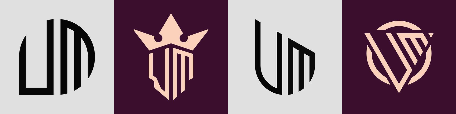 Creative simple Initial Letters UM Logo Designs Bundle. vector