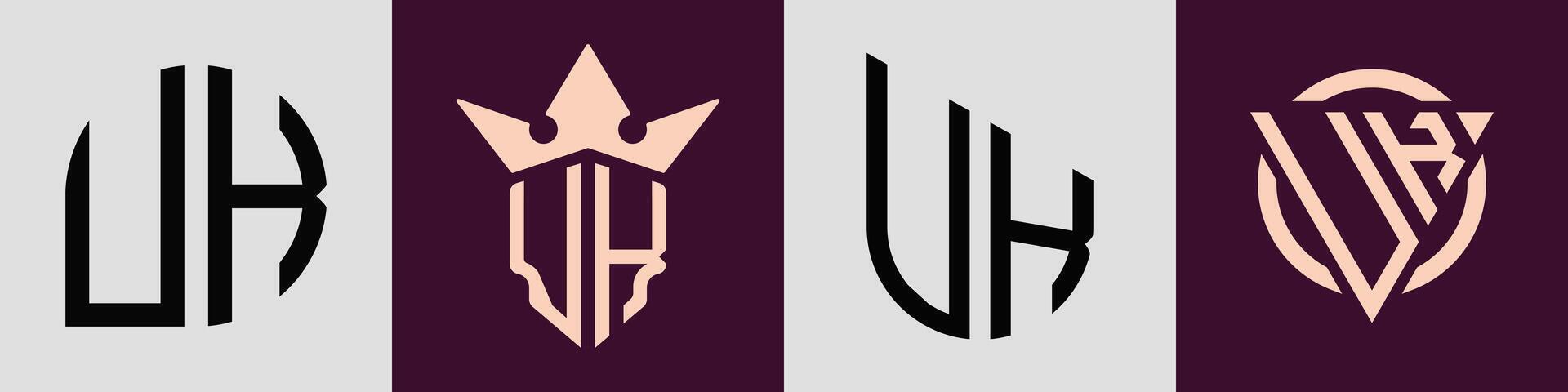 Creative simple Initial Letters UK Logo Designs Bundle. vector