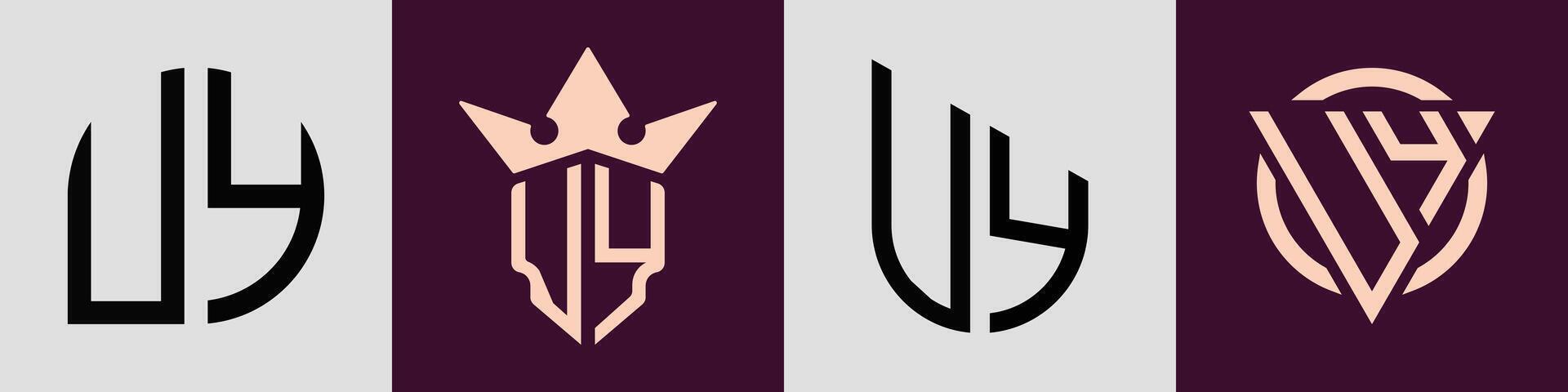 Creative simple Initial Letters UY Logo Designs Bundle. vector