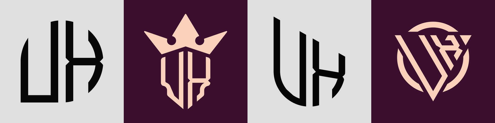 Creative simple Initial Letters UX Logo Designs Bundle. vector