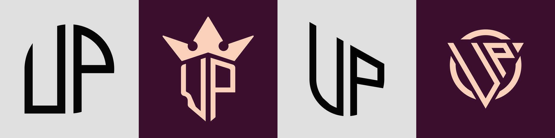 Creative simple Initial Letters UP Logo Designs Bundle. vector
