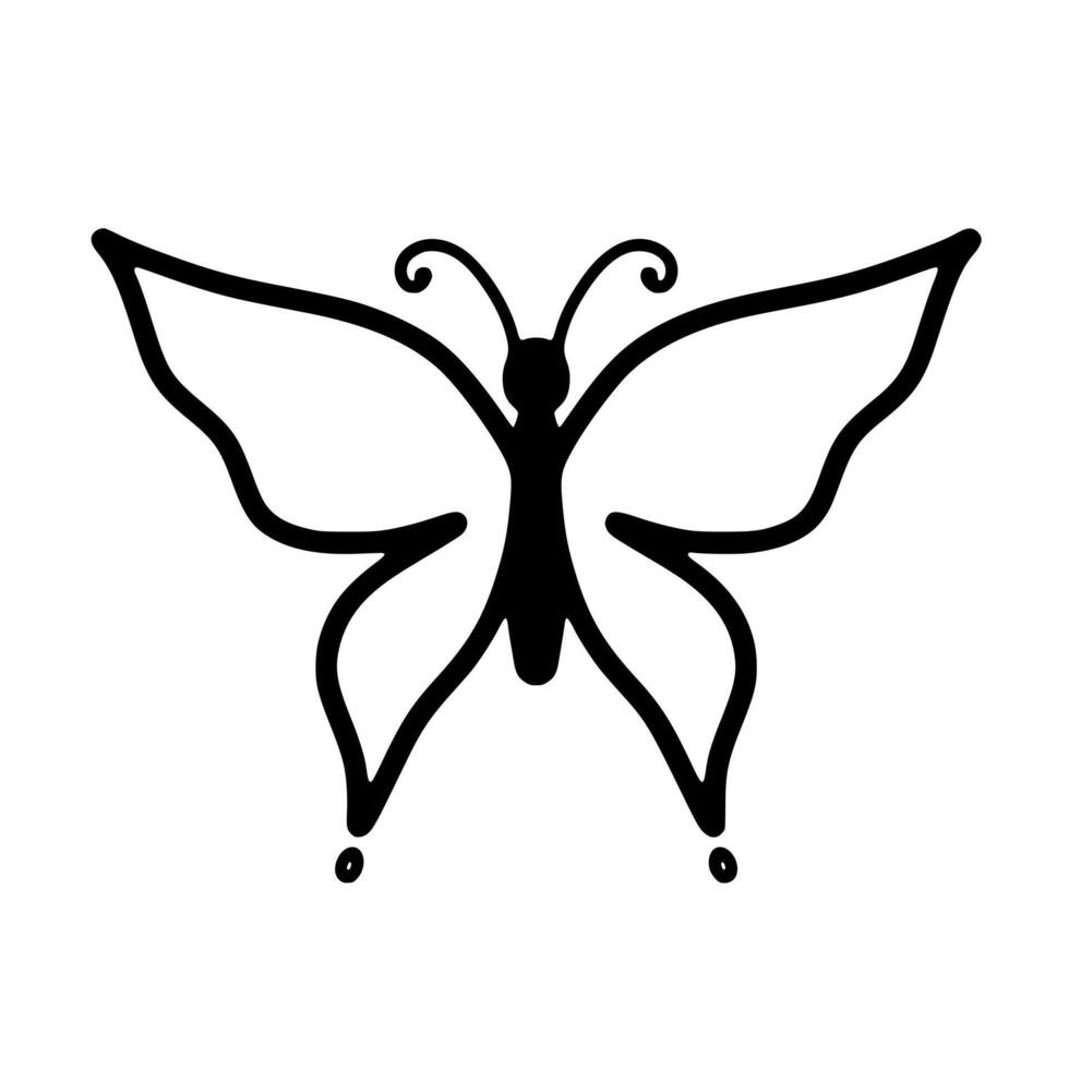 Butterly line art black outline illustration vector