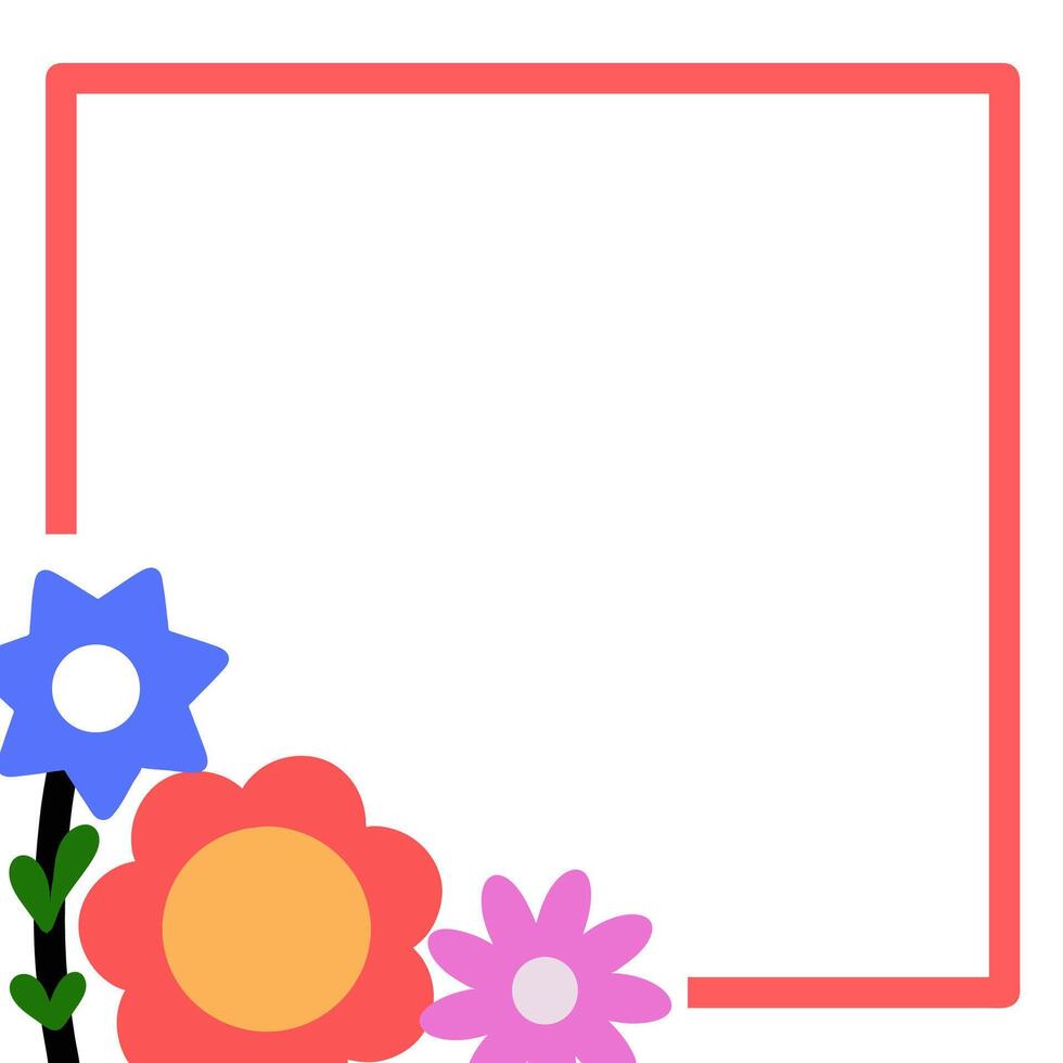 Cute flower border frame illustration vector