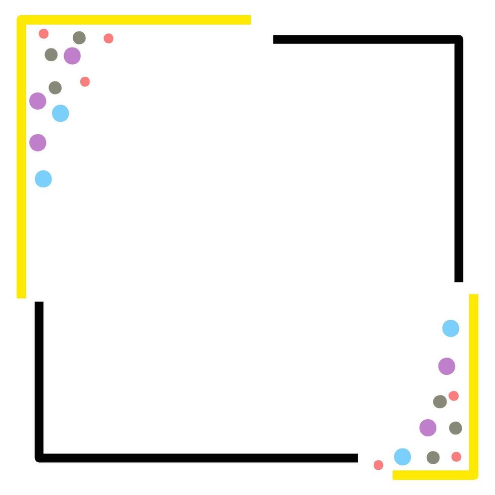 Polka dots border yellow and black frame illustration vector