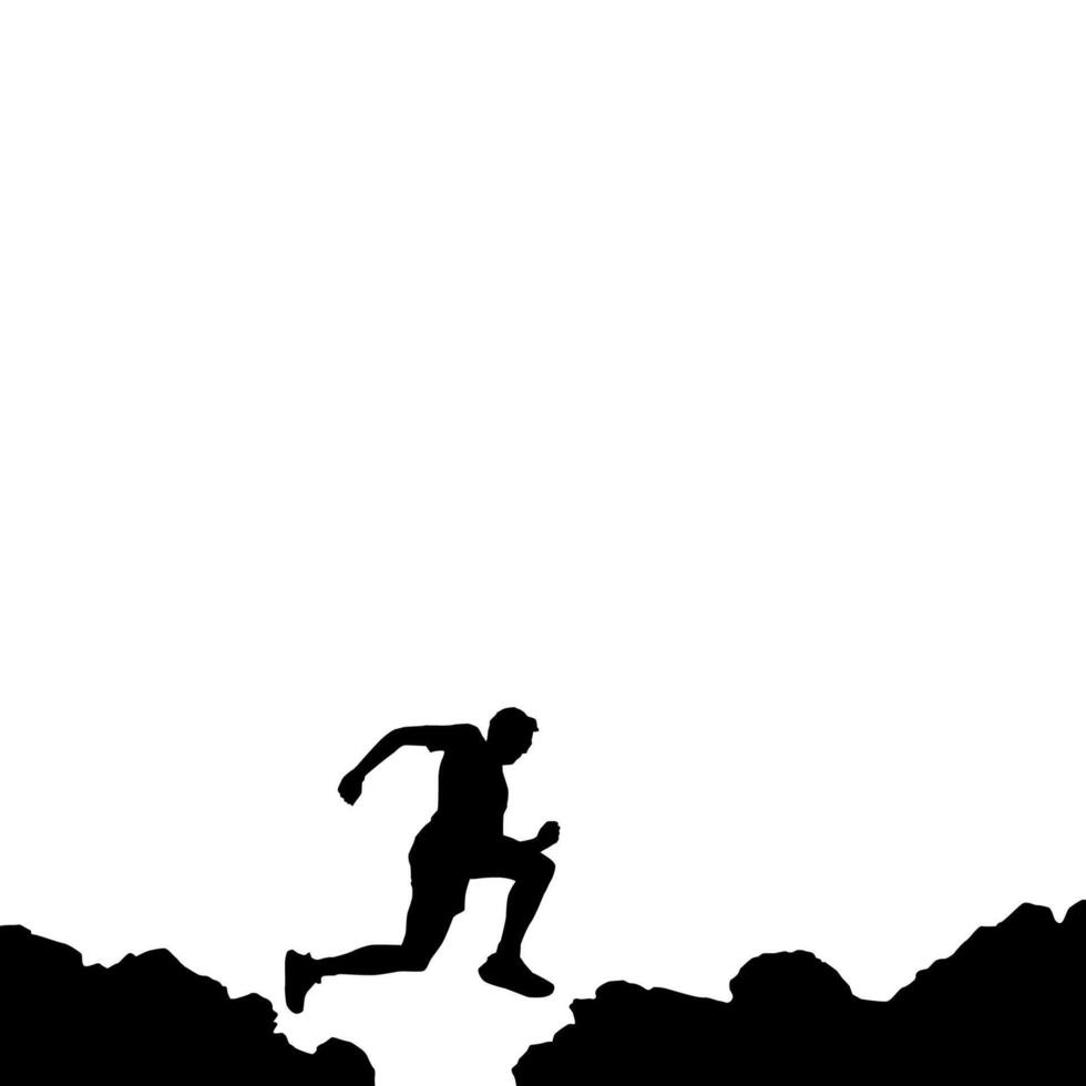High details of sky running silhouette. Hiking sport. Fit for element design, background, banner, backdrop, cover, logotype. Isolated on black background. Eps 10 vector