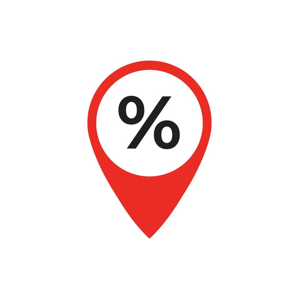 location pin with a percentage symbol inside. It represents a place or area with discounts or special offers. vector