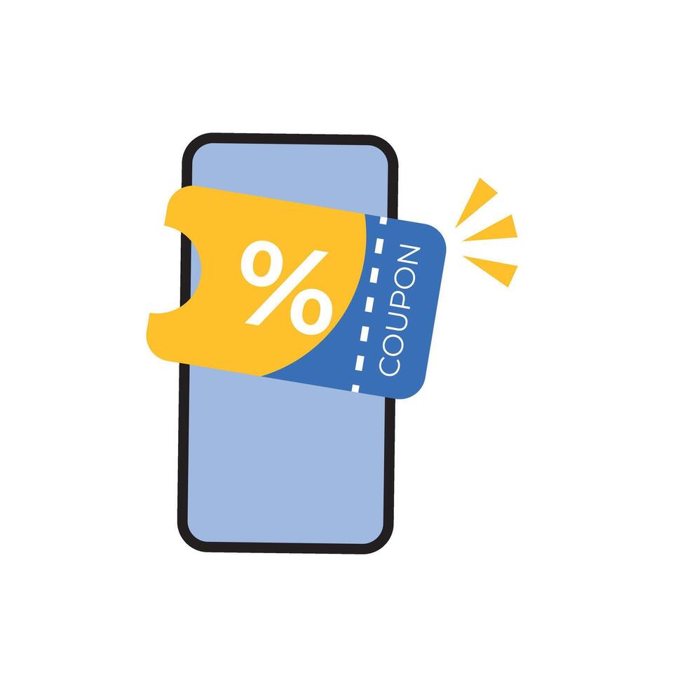 Digital voucher on smartphone screen concept illustration flat design vector