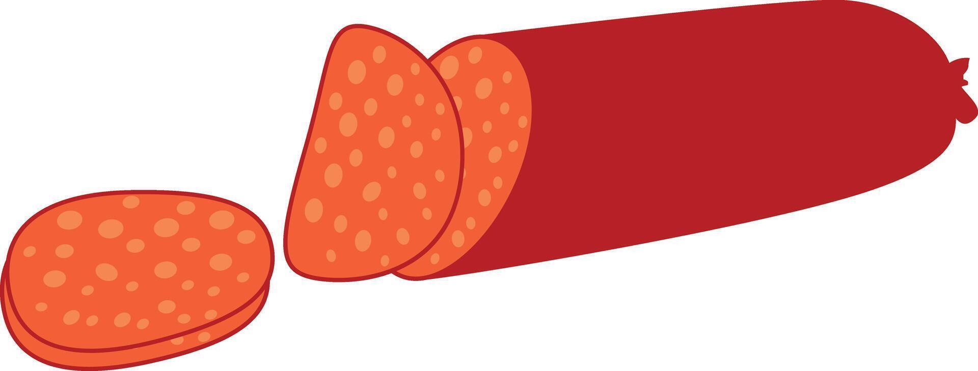 Slices of salami sausage isolated. Meat delicatessen gastronomic product. vector