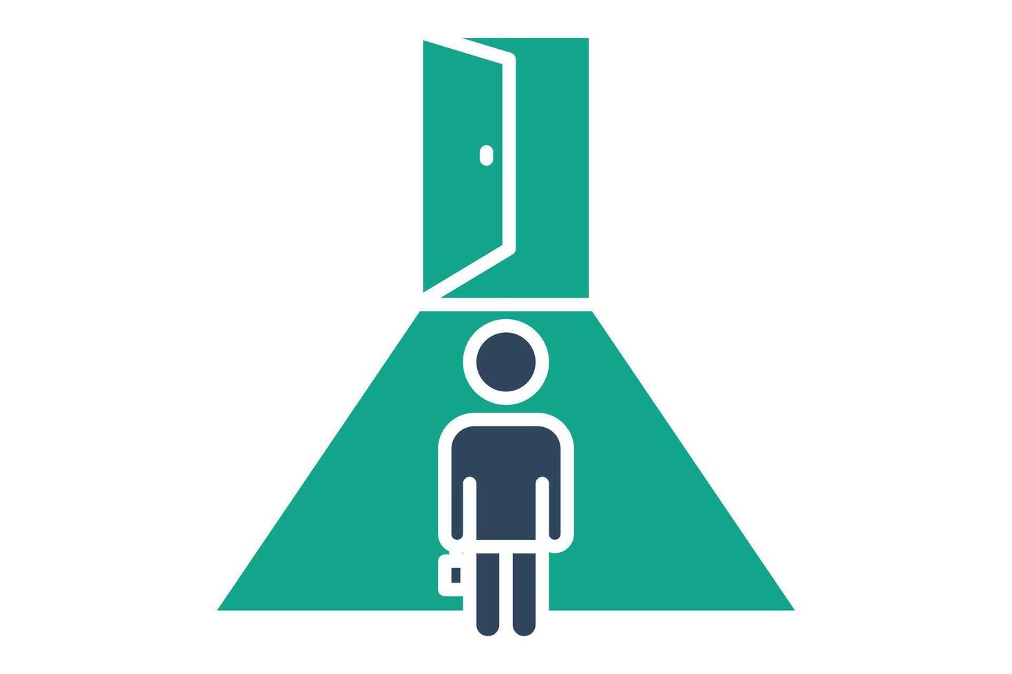Opportunities icon. solid icon style. open door with person. icon related to SWOT. business elements illustration vector