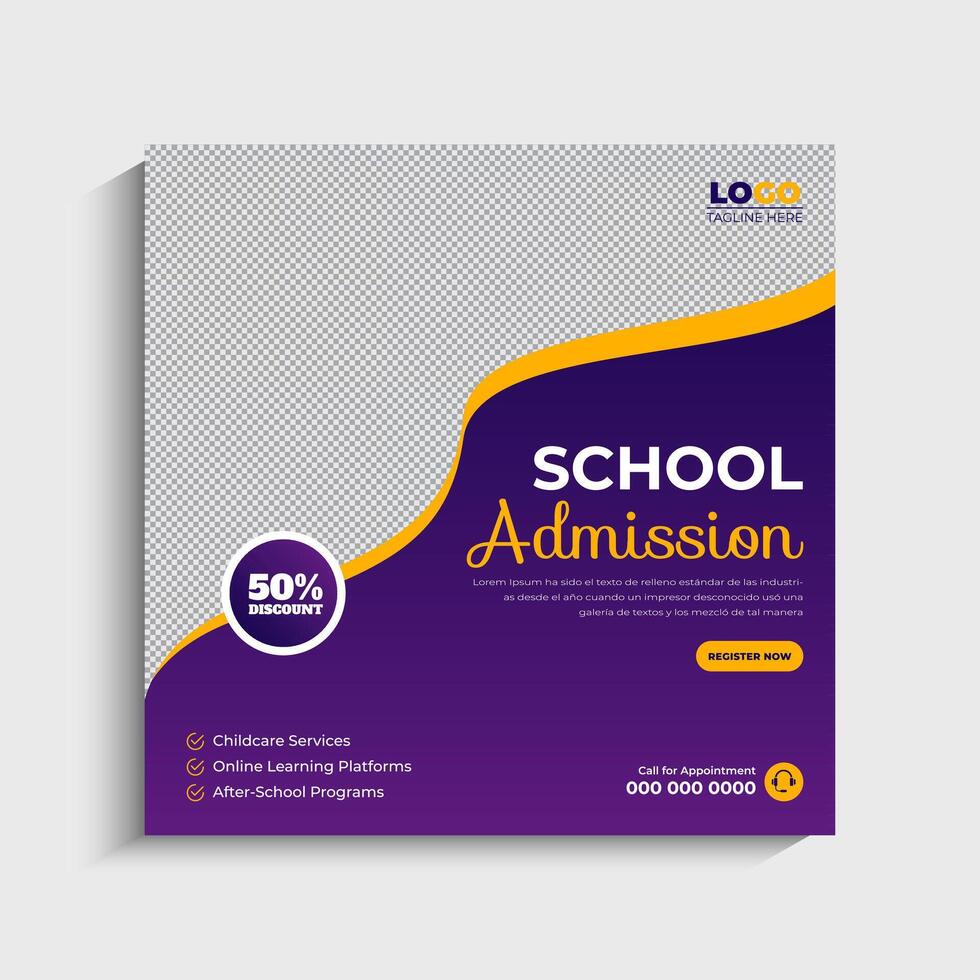 Back to School Social Media post or web banner template vector