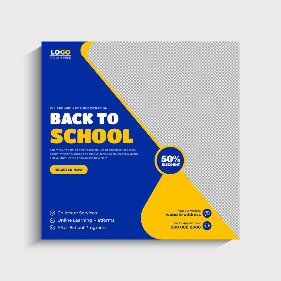 Modern Back to School Social Media Post Template vector
