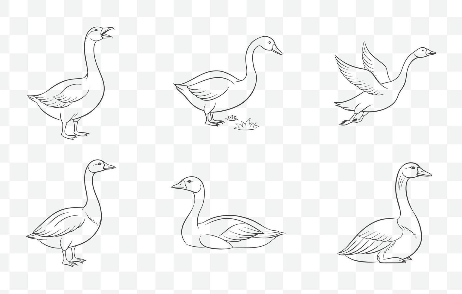 Goose Line Art Set Collection of Minimalist Goose Illustrations for Artistic Designs and Creative Projects vector