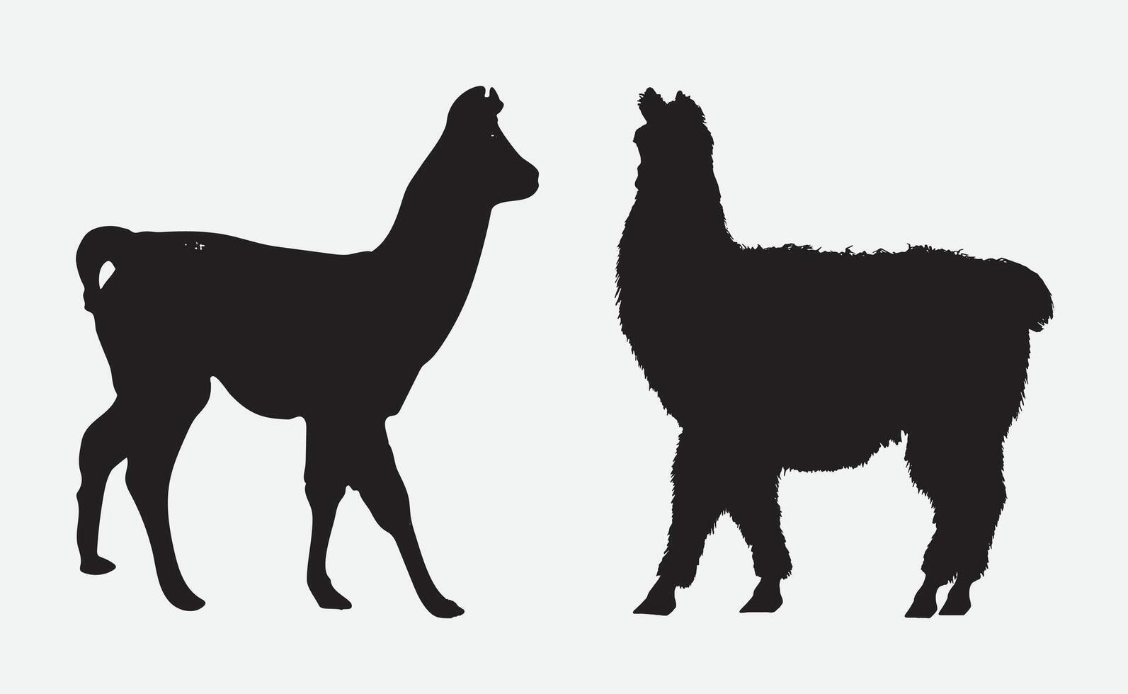 Print Alpaca Silhouette Set Featuring Detailed Animal Outline Designs for Crafts and Art Projects vector