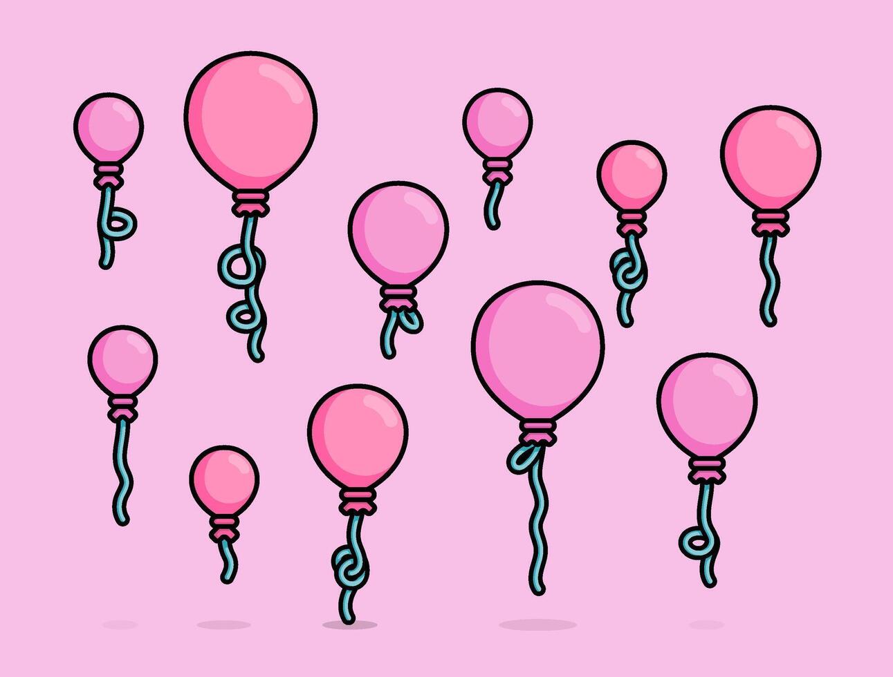 Cartoon illustration of pink doodle balloon. Can be used for birthdays, parties, Valentine Day, celebrations and printed on t-shirts, hoodies, tote bags vector